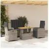 vidaXL Ensemble à manger jardin 4pcs et coussins Gris Résine tressée