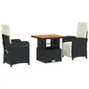vidaXL Ensemble à manger de jardin avec coussins 3 pcs Noir