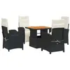 vidaXL Ensemble à manger de jardin coussins 5pcs Noir Résine tressée