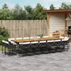 vidaXL Ensemble à manger de jardin 17 pcs coussins noir résine tressée
