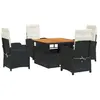 vidaXL Ensemble à manger de jardin coussins 5pcs Noir Résine tressée