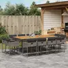 vidaXL Ensemble à manger de jardin coussins 13 pcs gris résine tressée