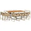 vidaXL Ensemble à manger de jardin et coussins 11 pcs beige poly rotin