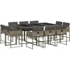 vidaXL Ensemble à manger de jardin 11pcs avec coussins gris poly rotin