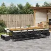 vidaXL Ensemble à manger de jardin 17 pcs coussins noir résine tressée