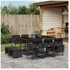 vidaXL Ensemble à manger de jardin 11 pcs coussins noir résine tressée