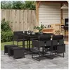 vidaXL Ensemble à manger de jardin 9pcs coussins noir résine tressée
