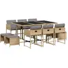 vidaXL 11-delige Tuinset met kussens poly rattan gemengd beige3278099