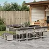 Vidaxl ensemble à manger de jardin et coussins 13 pcs gris clair rotin