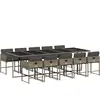 vidaXL Ensemble à manger de jardin 11pcs avec coussins gris poly rotin