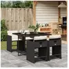 vidaXL Ensemble à manger de jardin coussins 5pcs Noir Résine tressée