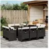 vidaXL Ensemble à manger de jardin 11 pcs coussins noir résine tressée