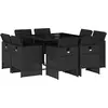 vidaXL Ensemble à manger de jardin 9pcs coussins noir résine tressée