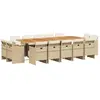 vidaXL Ensemble à manger de jardin et coussins 15 pcs beige