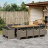 vidaXL Ensemble à manger de jardin coussins 13 pcs gris résine tressée