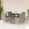 vidaXL Ensemble à manger de jardin et coussins 5 pcs gris rotin verre