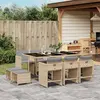 vidaXL Ensemble à manger de jardin et coussins 11 pcs mélange beige