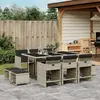 vidaXL Ensemble à manger de jardin 11pcs avec coussins gris poly rotin