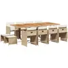 vidaXL Ensemble à manger de jardin et coussins 13 pcs beige
