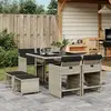 vidaXL Ensemble à manger de jardin et coussins 9 pcs gris clair rotin