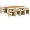vidaXL Ensemble à manger de jardin et coussins 9 pcs beige Poly rotin