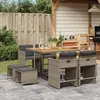 vidaXL Ensemble à manger de jardin 9 pcs coussins gris résine tressée