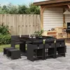 vidaXL Ensemble à manger de jardin 11 pcs coussins noir résine tressée