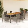 vidaXL Ensemble à manger de jardin et coussins 7 pcs gris rotin acacia