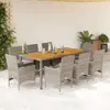 vidaXL Ensemble à manger de jardin et coussins 9 pcs gris rotin acacia