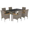vidaXL Ensemble à manger de jardin et coussins 7 pcs gris rotin verre