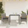 vidaXL Ensemble à manger de jardin et coussins 3 pcs gris rotin verre