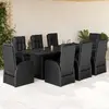Vidaxl ensemble à manger de jardin 9pcs coussins noir résine tressée