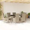 vidaXL Ensemble à manger de jardin et coussins 7 pcs beige poly rotin
