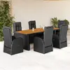 vidaXL Ensemble à manger de jardin coussins 7 pcs noir résine tressée