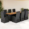 Vidaxl ensemble à manger de jardin 9pcs coussins noir résine tressée