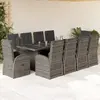 vidaXL Ensemble à manger de jardin 11pcs avec coussins gris poly rotin