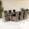 vidaXL Ensemble à manger de jardin 9 pcs coussins gris résine tressée