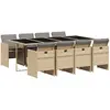 vidaXL Ensemble à manger de jardin et coussins 9 pcs mélange beige