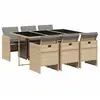 vidaXL Ensemble à manger de jardin coussins 7 pcs mélange beige rotin