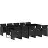 vidaXL Ensemble à manger de jardin 11 pcs coussins noir résine tressée