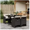 vidaXL Ensemble à manger de jardin coussins 5pcs Noir Résine tressée