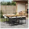 vidaXL Ensemble à manger de jardin coussins 7pcs Noir Résine tressée