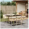 vidaXL Ensemble à manger de jardin et coussins 7 pcs beige poly rotin