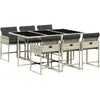 vidaXL Ensemble à manger de jardin et coussins 7 pcs gris clair rotin