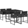 vidaXL Ensemble à manger de jardin coussins 5pcs Noir Résine tressée