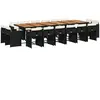 vidaXL Ensemble à manger de jardin 17 pcs coussins noir résine tressée