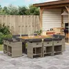 vidaXL Ensemble à manger de jardin 11pcs avec coussins gris poly rotin