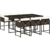 vidaXL Ensemble à manger de jardin et coussins 7 pcs marron rotin