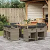 vidaXL Ensemble à manger de jardin 9 pcs coussins gris résine tressée