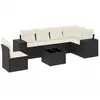 vidaXL Salon de jardin 7 pcs avec coussins noir résine tressée